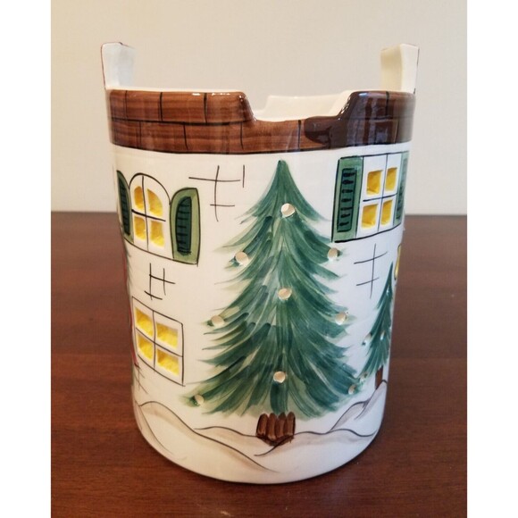 RARE HANDMADE 3WICK CANDLE HOLDER Xmas HOUSE by Gail Pittman Pottery 1991 - Picture 4 of 8